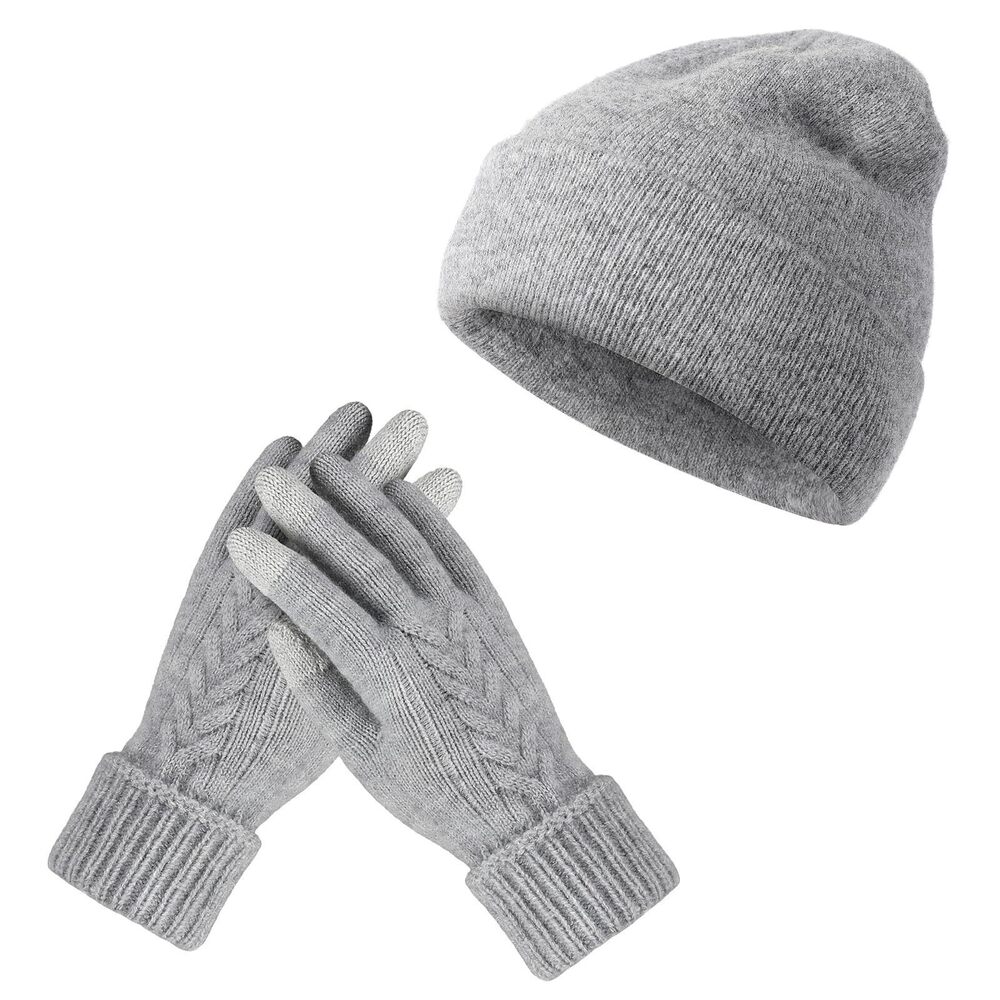 7434 Gloves and Knit Beanie Hat